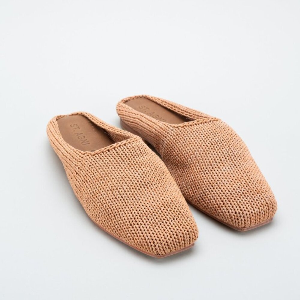 St. Agni Tan Woven Mules